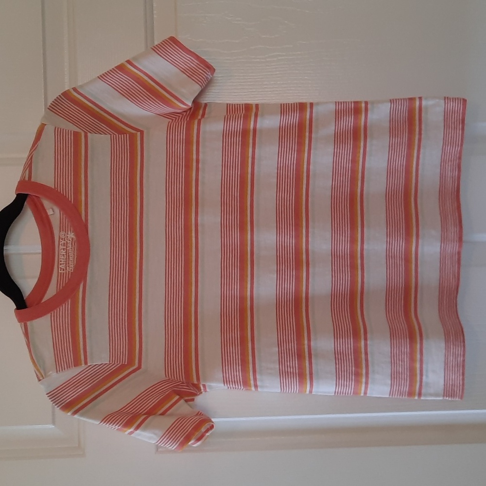 Faherty Women's Multicolor Striped Tee - Coral, Yellow, Green and White